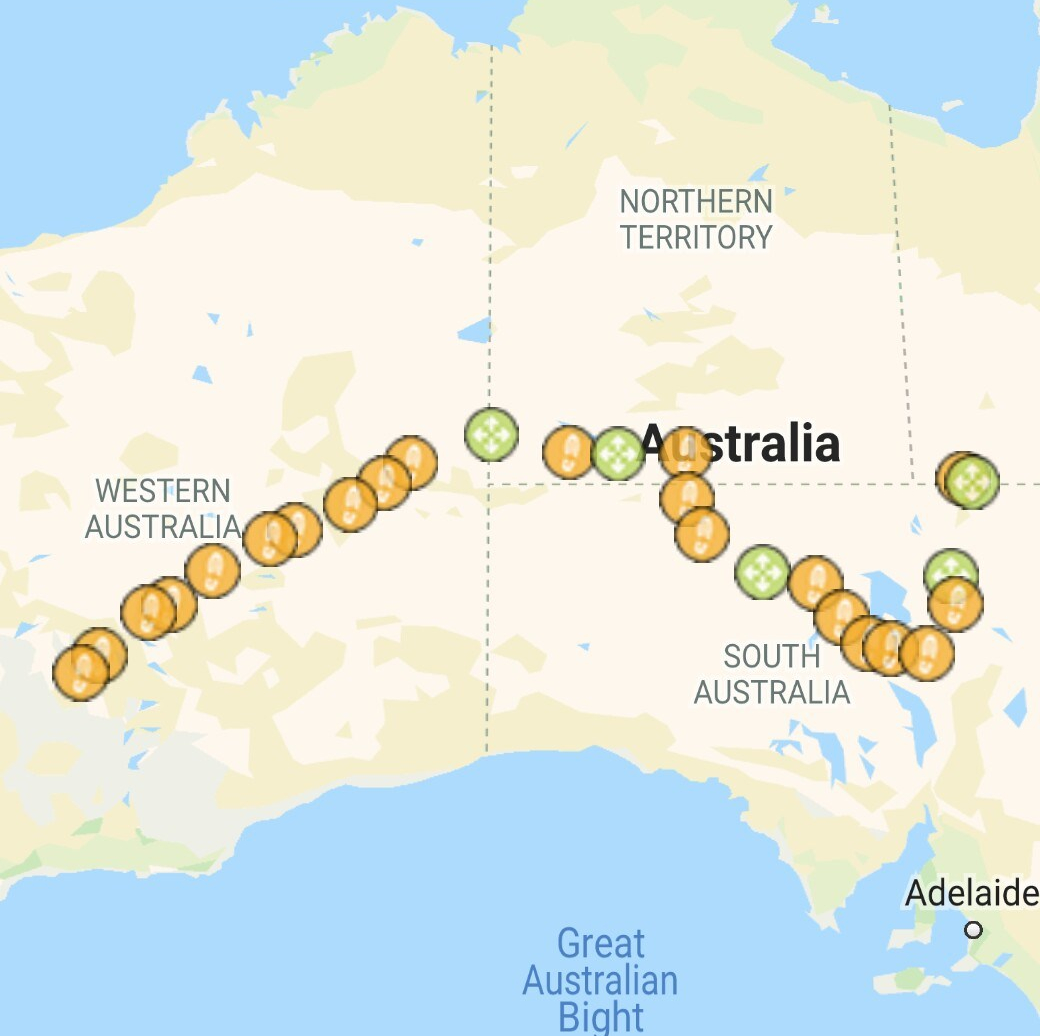 My route from Kalgoorlie to Birdsville